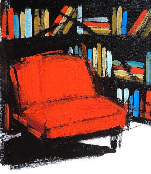 Bibliothèque au fauteuil rouge 2