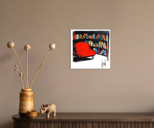 Bibliothèque au fauteuil rouge 5