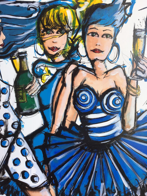 J’ai une bouteille de champagne... tu lâches ton surf ?! acrylique sur toile 3
