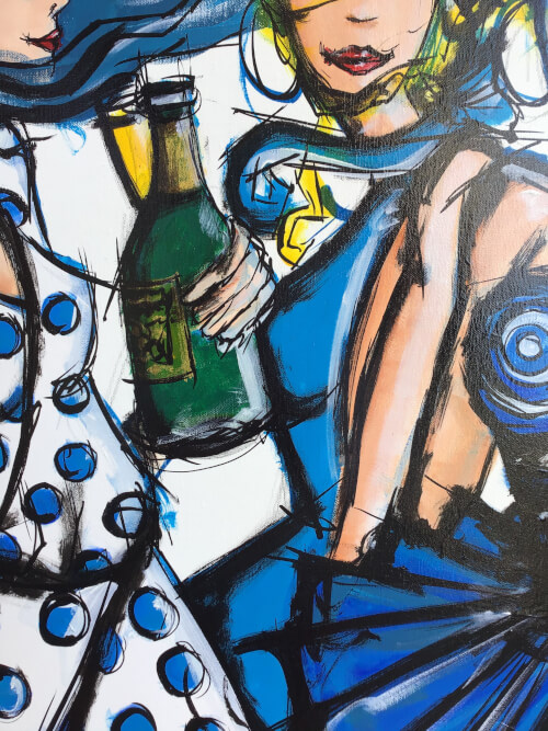 J’ai une bouteille de champagne... tu lâches ton surf ?! acrylique sur toile 5