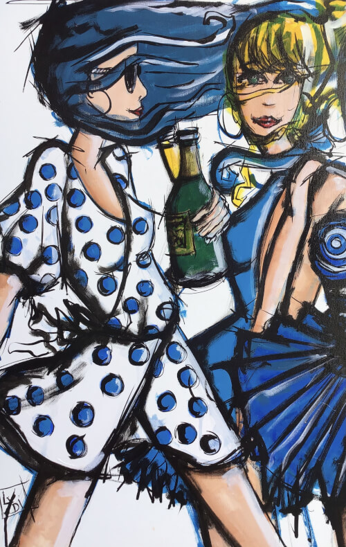 J’ai une bouteille de champagne... tu lâches ton surf ?! acrylique sur toile 4